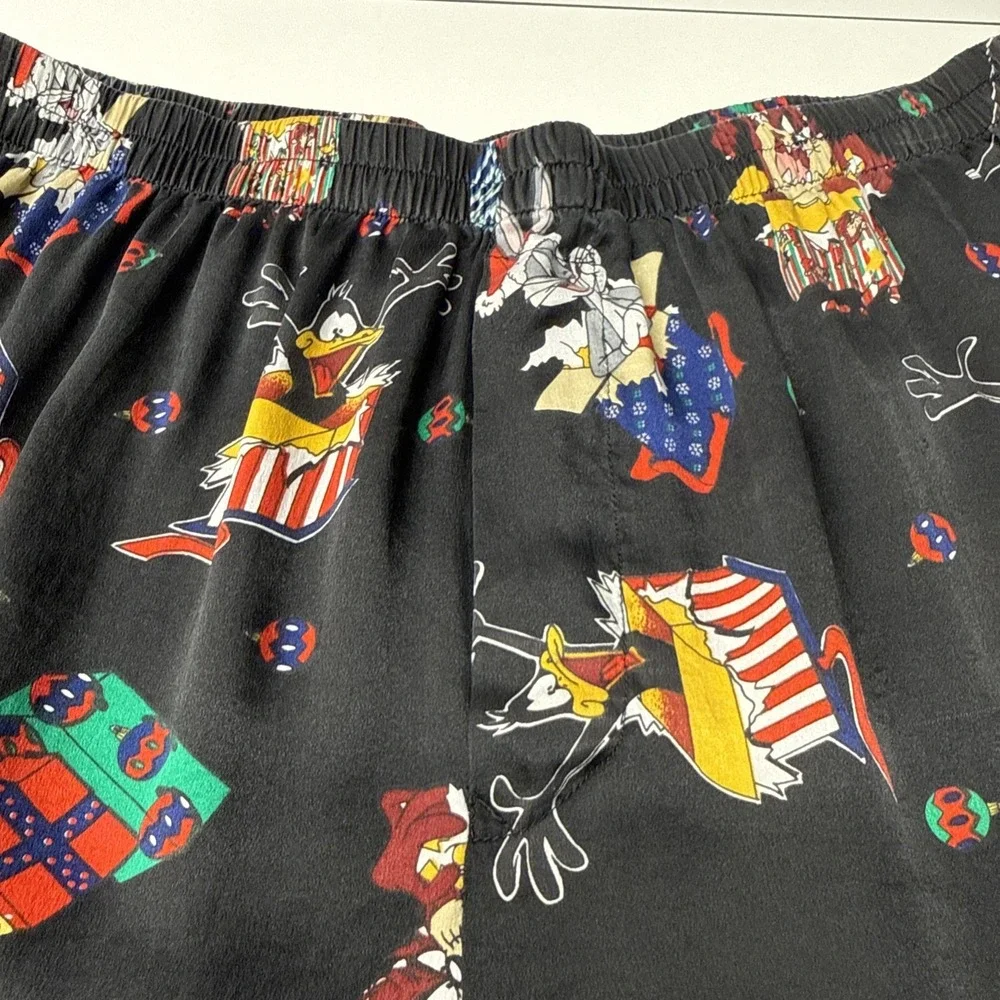 Vintage Looney Tunes Mania Mens Boxer Shorts Sz XL (40-42)‎ SILK Black